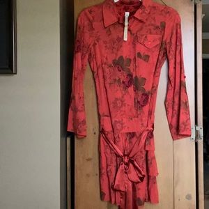 Uncle Frank long sleeve red floral dress
